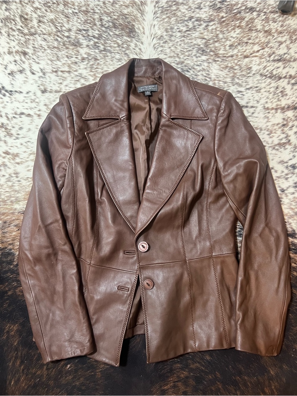 Classiques Entier Chocolate Brown Leather Blazer
